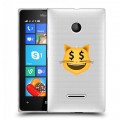 Полупрозрачный дизайнерский пластиковый чехол для Microsoft Lumia 435 Кошка - стикер