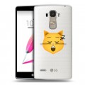 Полупрозрачный дизайнерский пластиковый чехол для LG G4 Stylus Кошка - стикер