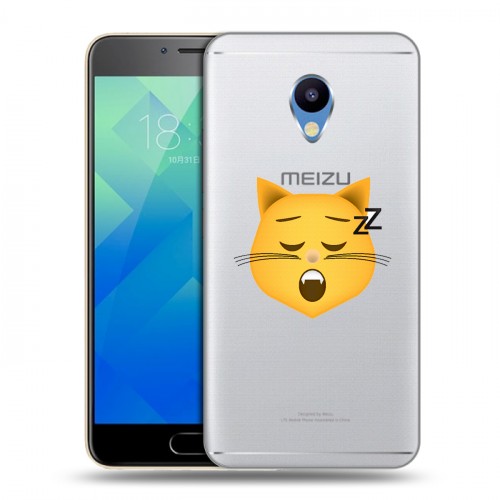 Полупрозрачный дизайнерский пластиковый чехол для Meizu M5 Кошка - стикер