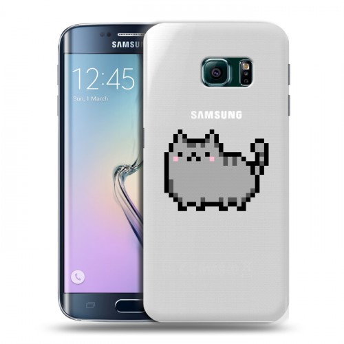 Полупрозрачный дизайнерский пластиковый чехол для Samsung Galaxy S6 Edge Кошки