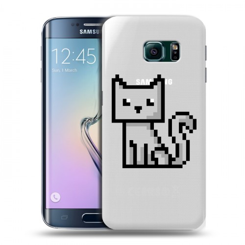 Полупрозрачный дизайнерский пластиковый чехол для Samsung Galaxy S6 Edge Кошки