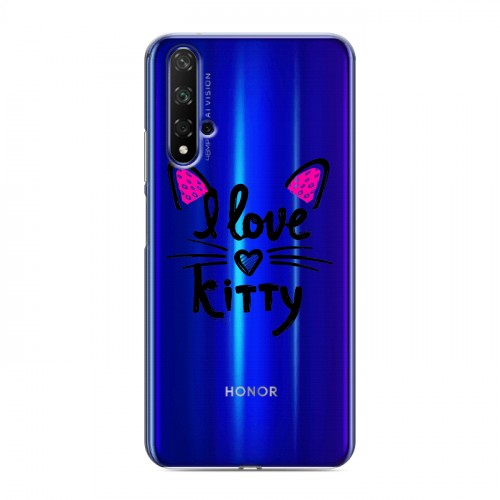 Полупрозрачный дизайнерский пластиковый чехол для Huawei Honor 20 Прозрачные кошки