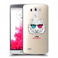 Полупрозрачный дизайнерский пластиковый чехол для LG G3 (Dual-LTE) Прозрачные кошки