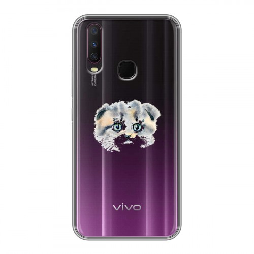 Полупрозрачный дизайнерский силиконовый чехол для Vivo Y17 Прозрачные кошки