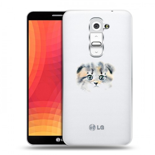 Полупрозрачный дизайнерский пластиковый чехол для LG Optimus G2 Прозрачные кошки