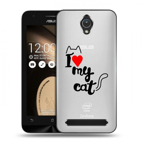 Полупрозрачный дизайнерский пластиковый чехол для ASUS Zenfone Go Прозрачные кошки