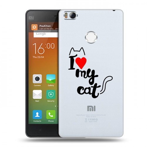 Полупрозрачный дизайнерский пластиковый чехол для Xiaomi Mi4S Прозрачные кошки