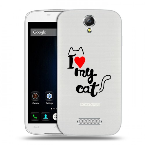 Полупрозрачный дизайнерский силиконовый чехол для Doogee X6 Прозрачные кошки