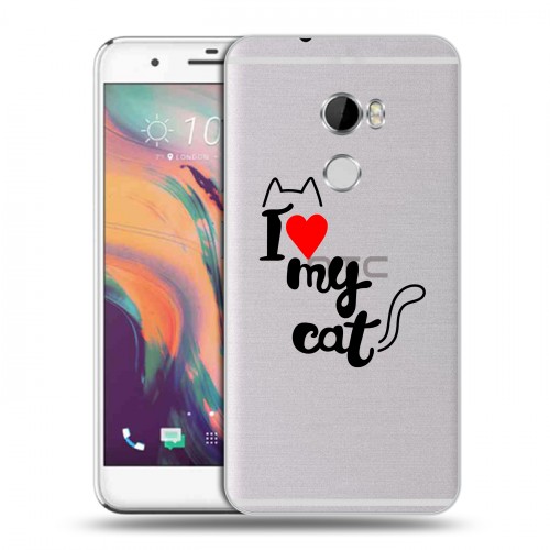 Полупрозрачный дизайнерский пластиковый чехол для HTC One X10 Прозрачные кошки