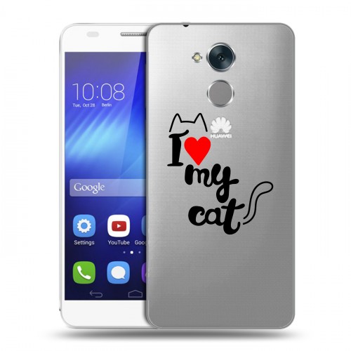 Полупрозрачный дизайнерский пластиковый чехол для Huawei Honor 6C Прозрачные кошки