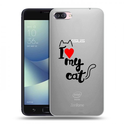 Полупрозрачный дизайнерский пластиковый чехол для Asus ZenFone 4 Max Прозрачные кошки