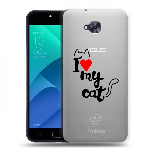 Полупрозрачный дизайнерский пластиковый чехол для ASUS ZenFone 4 Selfie Прозрачные кошки