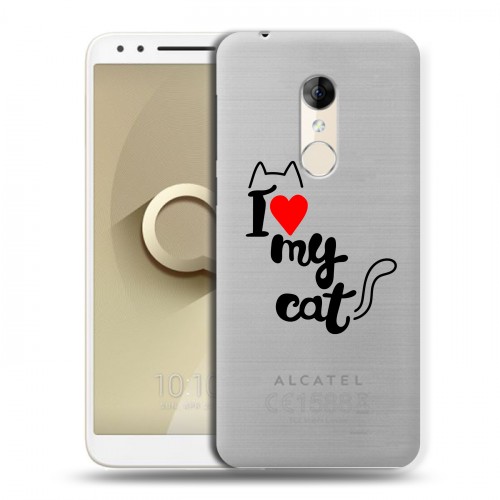 Полупрозрачный дизайнерский пластиковый чехол для Alcatel 3 Прозрачные кошки