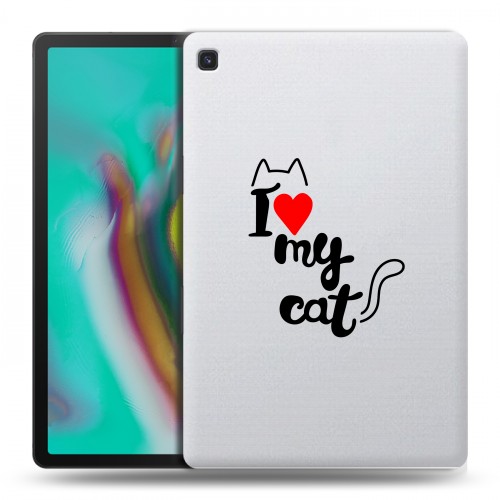 Полупрозрачный дизайнерский пластиковый чехол для Samsung Galaxy Tab S5e Прозрачные кошки