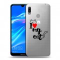 Полупрозрачный дизайнерский пластиковый чехол для Huawei Y6 (2019) Прозрачные кошки