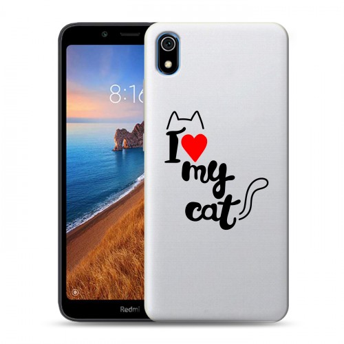 Полупрозрачный дизайнерский пластиковый чехол для Xiaomi RedMi 7A Прозрачные кошки