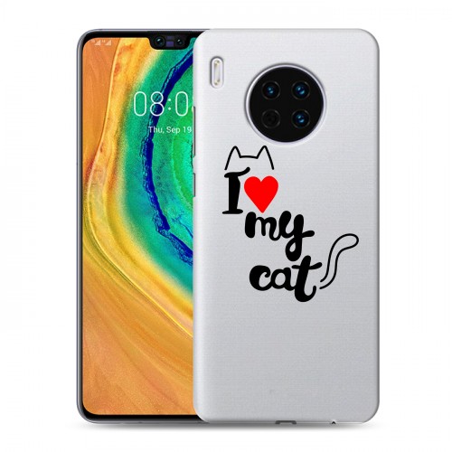 Полупрозрачный дизайнерский пластиковый чехол для Huawei Mate 30 Прозрачные кошки