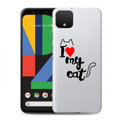 Полупрозрачный дизайнерский пластиковый чехол для Google Pixel 4 XL Прозрачные кошки
