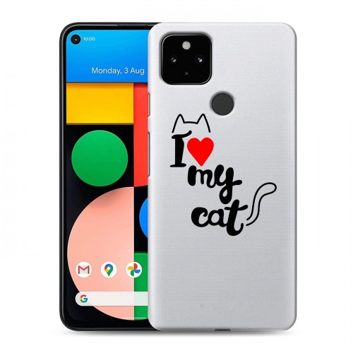 Полупрозрачный дизайнерский силиконовый с усиленными углами чехол для Google Pixel 4a 5G Прозрачные кошки