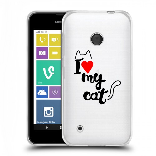 Полупрозрачный дизайнерский пластиковый чехол для Nokia Lumia 530 Прозрачные кошки