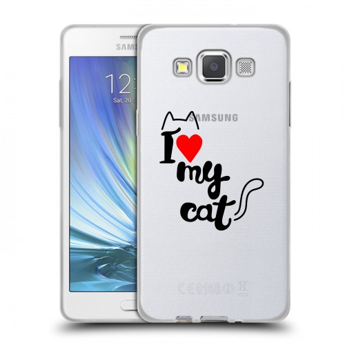 Полупрозрачный дизайнерский пластиковый чехол для Samsung Galaxy A5 Прозрачные кошки