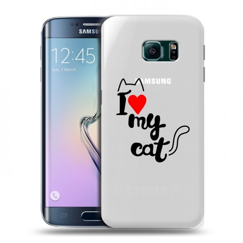 Полупрозрачный дизайнерский пластиковый чехол для Samsung Galaxy S6 Edge Прозрачные кошки