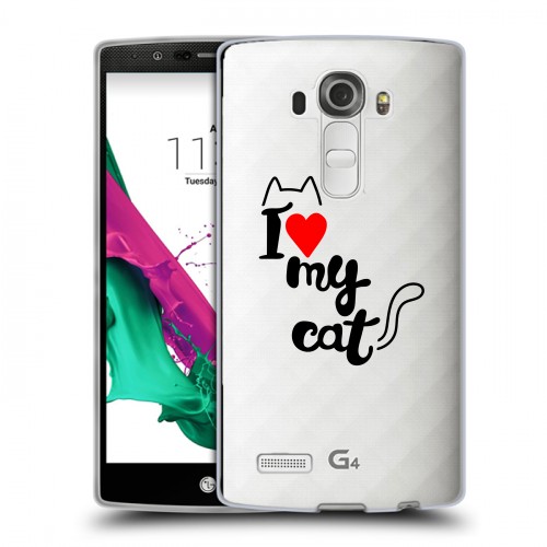 Полупрозрачный дизайнерский пластиковый чехол для LG G4 Прозрачные кошки