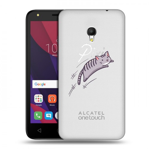Полупрозрачный дизайнерский пластиковый чехол для Alcatel Pixi 4 (5) 5010D Прозрачные кошки