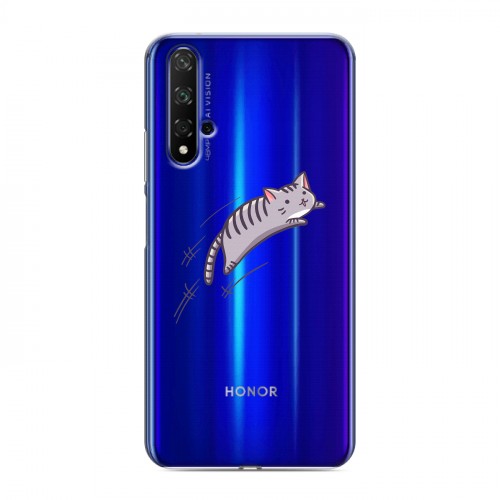 Полупрозрачный дизайнерский силиконовый чехол для Huawei Honor 20 Прозрачные кошки
