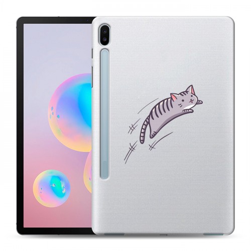 Полупрозрачный дизайнерский силиконовый с усиленными углами чехол для Samsung Galaxy Tab S6 Прозрачные кошки