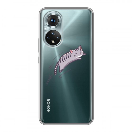 Полупрозрачный дизайнерский пластиковый чехол для Huawei Honor 50 Прозрачные кошки