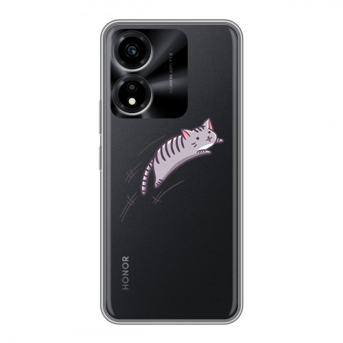 Полупрозрачный дизайнерский силиконовый чехол для Huawei Honor X5 Plus Прозрачные кошки