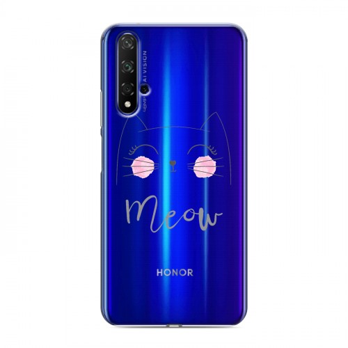 Полупрозрачный дизайнерский пластиковый чехол для Huawei Honor 20 Прозрачные кошки