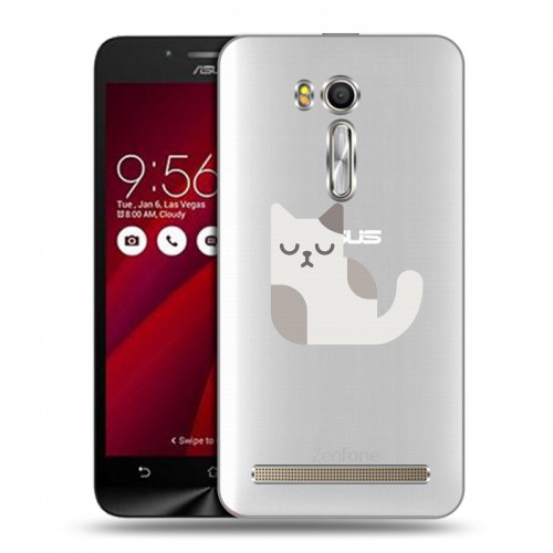 Полупрозрачный дизайнерский силиконовый чехол для ASUS Zenfone Go 5.5 Прозрачные кошки