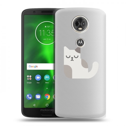 Полупрозрачный дизайнерский пластиковый чехол для Motorola Moto E5 Plus Прозрачные кошки