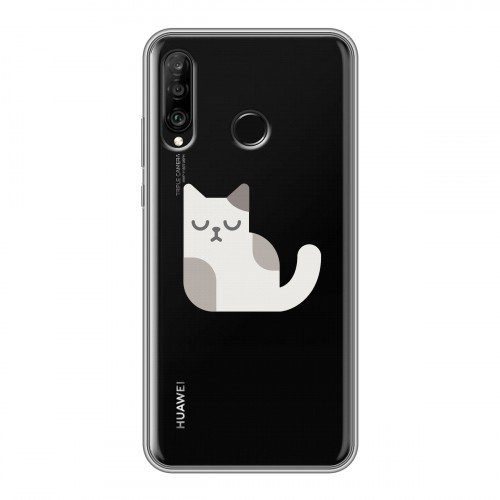 Полупрозрачный дизайнерский силиконовый чехол для Huawei P30 Lite Прозрачные кошки