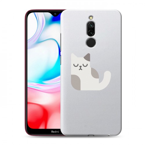 Полупрозрачный дизайнерский пластиковый чехол для Xiaomi RedMi 8 Прозрачные кошки