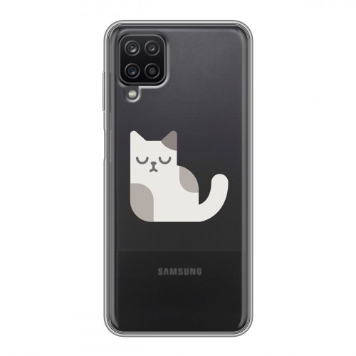 Полупрозрачный дизайнерский пластиковый чехол для Samsung Galaxy A12 Прозрачные кошки