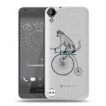 Полупрозрачный дизайнерский пластиковый чехол для HTC Desire 530 Прозрачные кошки