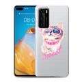 Полупрозрачный дизайнерский пластиковый чехол для Huawei P40 Прозрачные кошки