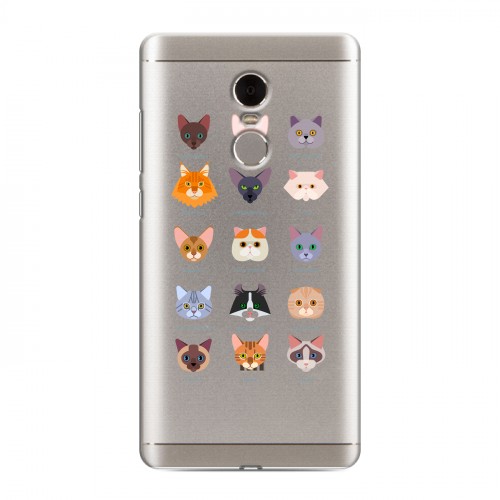 Полупрозрачный дизайнерский силиконовый чехол для Xiaomi RedMi Note 4 Прозрачные кошки