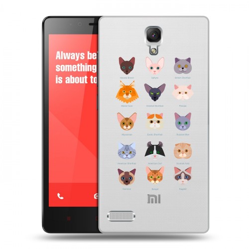 Полупрозрачный дизайнерский пластиковый чехол для Xiaomi RedMi Note Прозрачные кошки