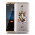 Полупрозрачный дизайнерский пластиковый чехол для ZTE Axon 7 Прозрачные кошки