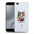 Полупрозрачный дизайнерский пластиковый чехол для Xiaomi Mi5C Прозрачные кошки