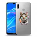 Полупрозрачный дизайнерский пластиковый чехол для Huawei Y6 (2019) Прозрачные кошки