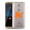 Полупрозрачный дизайнерский пластиковый чехол для ZTE Axon 7 Прозрачные кошки