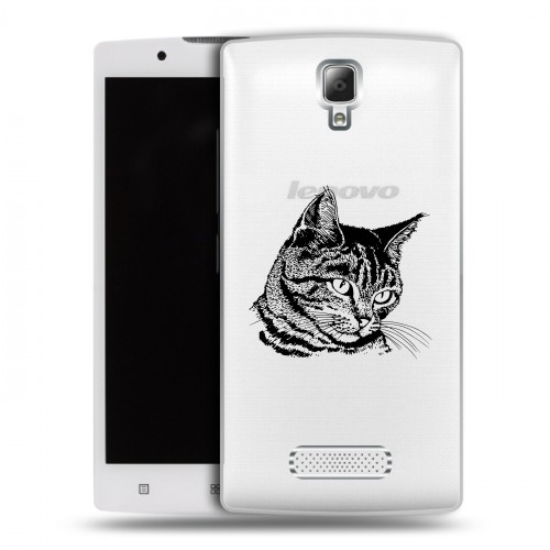 Полупрозрачный дизайнерский пластиковый чехол для Lenovo A2010 Прозрачные кошки