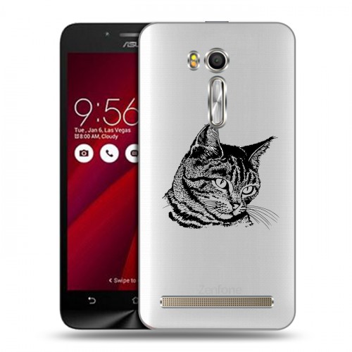 Полупрозрачный дизайнерский пластиковый чехол для ASUS Zenfone Go 5.5 Прозрачные кошки