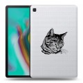 Полупрозрачный дизайнерский силиконовый чехол для Samsung Galaxy Tab S5e Прозрачные кошки