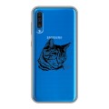 Полупрозрачный дизайнерский пластиковый чехол для Samsung Galaxy A50 Прозрачные кошки